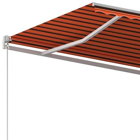 Toldo retrátil automático com postes 4,5x3,5 m laranja/castanho