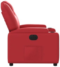 Poltrona reclinável elétrica couro artificial vermelho