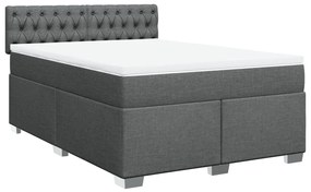 Cama com molas/colchão 140x200 cm tecido cinzento-escuro