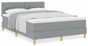 Cama Box Spring com Colchão Cinza Claro 160x200 cm Tecido