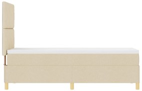 Cama Box Spring com Colchão &amp; LED Creme 80x200 cm Tecido
