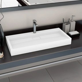 vidaXL Lavatório 100x46x11 cm mineral/mármore fundido branco