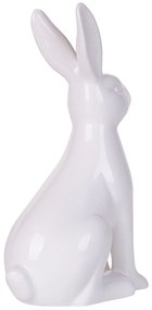 Figura decorativa com forma de coelho em cerâmica branca 26 cm RUCA Beliani