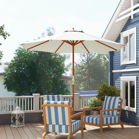 Guarda-sol redondo para exterior, Ø 2,7 x 2,5 m, com manivela para abrir e fechar, mastro em madeira, lona de 180 g/m², bege