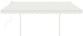 Toldo retrátil manual com luzes LED 4,5x3 m cor creme