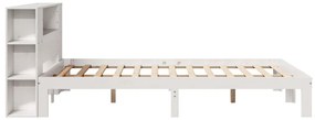 Cama com estante sem colchão 160x200 cm pinho maciço branco