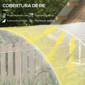 Estufa de Túnel 4x3x2 m Estufa de Jardim com 2 Portas Estufa para Horticultura com Teto Arredondado Transparente