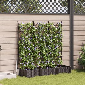 vidaXL Vaso de Jardim com Treliça 3 pcs Castanho 120x40x125.5 cm