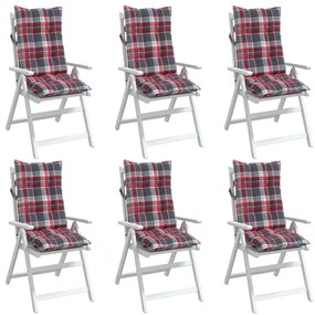 Almofadões cadeira encosto alto 6 pcs oxford xadrez vermelho