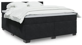vidaXL Cama com molas/colchão 180x200 cm veludo preto