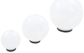 Conjunto de candeeiros esféricos LED 3 pcs 20/30/40 cm PMMA