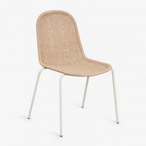 Stackable Garden Chair In Synthetic Rattan Reiven Tapioca Bege - Sklum