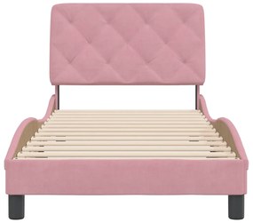 Estrutura de cama c/ cabeceira 80x200 cm veludo rosa