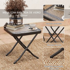 Conjunto de Mesa e Cadeiras de 3 Peças Móveis de Jardim Dobráveis com