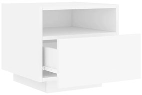 Mesa de cabeceira com luzes LED 40x39x37 cm branco