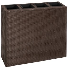 vidaXL Floreira com 4 vasos vime PE castanho