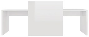 Conjunto mesas centro 100x48x40cm contrapla. branco brilhante