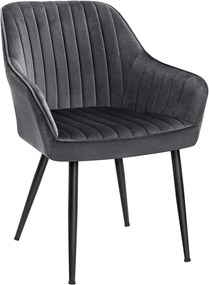 Cadeira de jantar SONGMICS, poltrona, cadeira estofada com braços, pernas de metal, capa de veludo, largura do assento 49 cm, máx. 110 kg - para estudo, sala de estar, quarto