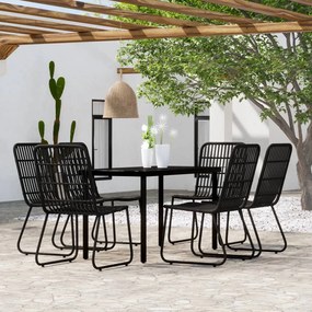 vidaXL 7 pcs conjunto de jantar para jardim preto