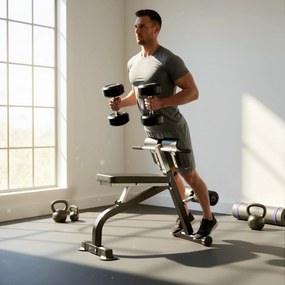 Banco de musculação dobrável com altura e inclinação ajustáveis para treino de costas e braços, 96,6 x 68 x 69-110 cm, preto