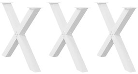 vidaXL Pés para mesa de jantar em formato de X, 3 peças, branco, 90x (72-73) cm, aço