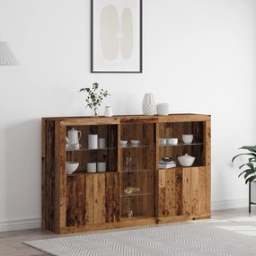 Sideboard vidaXL com Luzes LED Madeira Velha 162x37x100 cm Madeira Laminada