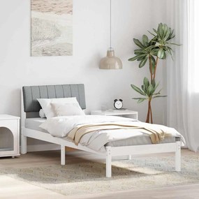 vidaXL Estrutura da cama Branco e cinza claro 75 x 190 cm