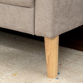 Sofá de 2 Lugares Estofado em Microfibra Sofá Moderno com Pés de Madeira Apoio de Braços 130x78x85 cm Creme