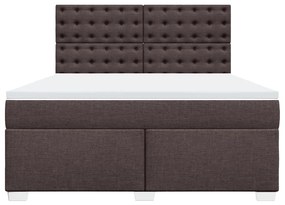 Cama com molas/colchão 180x200 cm tecido castanho-escuro