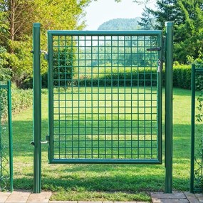Portão de jardim, porta de jardim, aço galvanizado 106 x 6 x 145 cm Verde