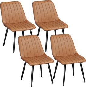 HOMCOM Conjunto de 2 Cadeiras de Sala de Jantar Modernas, Encosto e Assento Curvados, em Revestimento Sintético, 51x61x78cm, Castanho | Aosom Portugal
