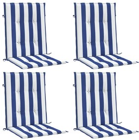Almofadões cadeira encosto baixo 4pcs tecido riscas azul/branco