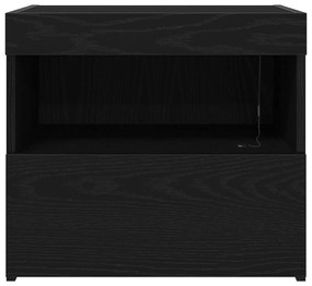 Cômoda de Cabeceira vidaXL com Luzes LED Carvalho Preto 50x40x45 cm