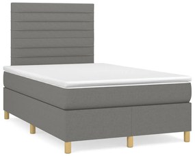 vidaXL Cama box spring c/ colchão e LED 120x190 cm tecido cinza-escuro