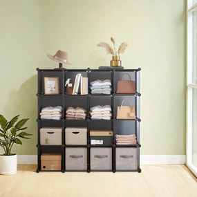 Armario arrumação DIY feita com 16 cubos (Gavetas não inluidas) 31 x 123 x 123 cm cinzento