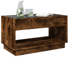 Mesa de centro luzes LED Infinity 90x50x50 cm carvalho fumado