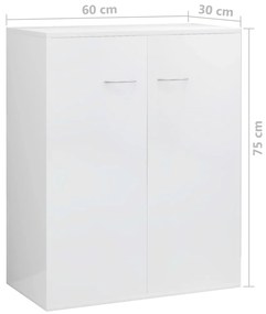 Aparador 60x30x75 cm contraplacado branco brilhante
