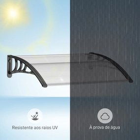 Marquise de Proteção 75x100 cm para Portas e Janelas contra Sol e Chuva com Suporte de Liga de Alumínio Transparente e Preto