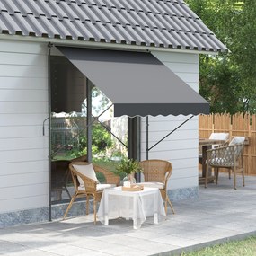 Toldo Manual Retrátil 200x170x200-290cm Toldo Ajustável com Manivela Proteção Solar UV40+ para Varanda Jardim Cinza