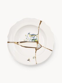 Prato de sopa de porcelana do designer Kintsugi