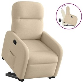 vidaXL Poltrona reclinável elevatória tecido cor creme