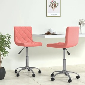 vidaXL Cadeiras de jantar giratórias 2 pcs veludo rosa