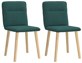 Cadeiras de jantar 2 pcs tecido verde-escuro