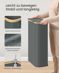 Cesto da roupa suja 42 x 22,5 x 70,5 cm com tampa, 70 litros, em tecido Oxford cinzento ardósia