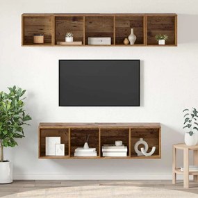 vidaXL Conjunto de móvel de TV 4 pcs Madeira antiga 37 x 37 x 142.5 cm