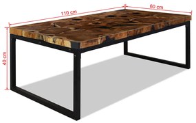 Mesa de centro em resina de teca 110x60x40 cm