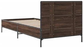 Estrutura de cama derivados de madeira/metal carvalho castanho