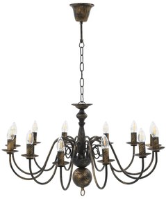Lustre antigo de 12 lâmpadas E14 preto