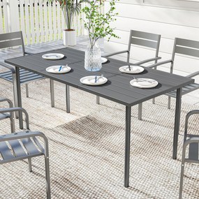 Mesa de jardim para 6 pessoas, 165 x 80 cm (CADEIRAS NÃO INCLUIDAS), mesa de jantar retangular para exterior com tampo de ripas de metal