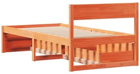 Cama sem colchão 90x190 cm madeira de pinho maciça castanho-mel